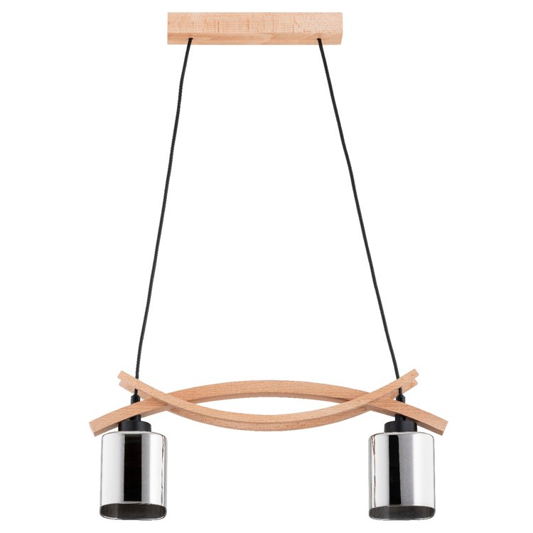 NASA DREWNIANA & CZARNA 2xE27 Alfa Lampa Wisząca