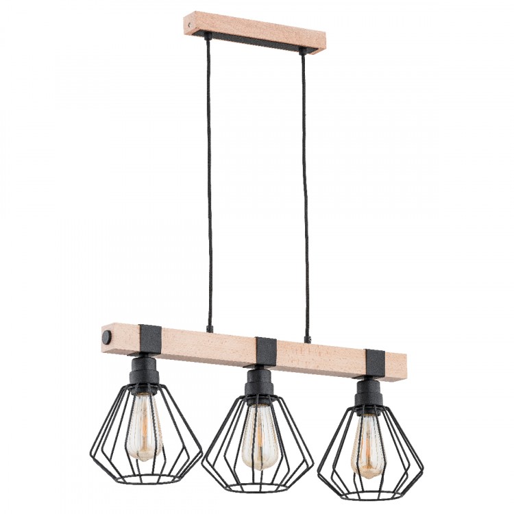 FIBIA DREWNIANA 3xE27 Alfa Lampa Wisząca 61034