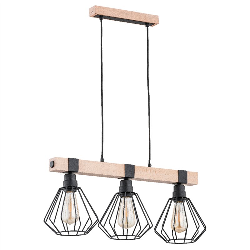 FIBIA DREWNIANA 3xE27 Alfa Lampa Wisząca FIBIA DREWNIANA 3xE27 Alfa Lampa Wisząca