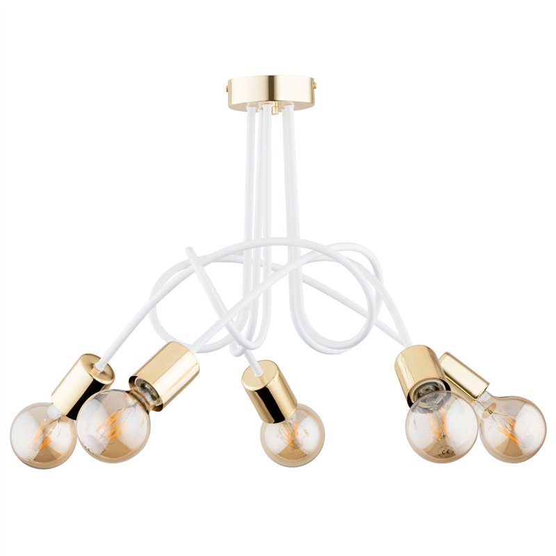 TANGO BIAŁO-ZŁOTA 5xE27 Alfa Lampa Sufitowa TANGO BIAŁO-ZŁOTA 5xE27 Alfa Lampa Sufitowa