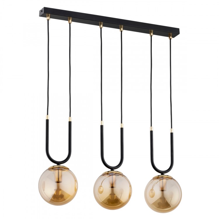 GEMMA MIX 150 CZARNO-ZŁOTA 3xE14 Alfa Lampa Wisząca 62359