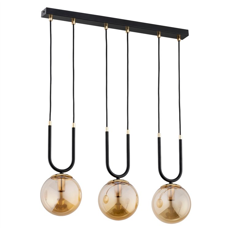 GEMMA MIX 150 CZARNO-ZŁOTA 3xE14 Alfa Lampa Wisząca