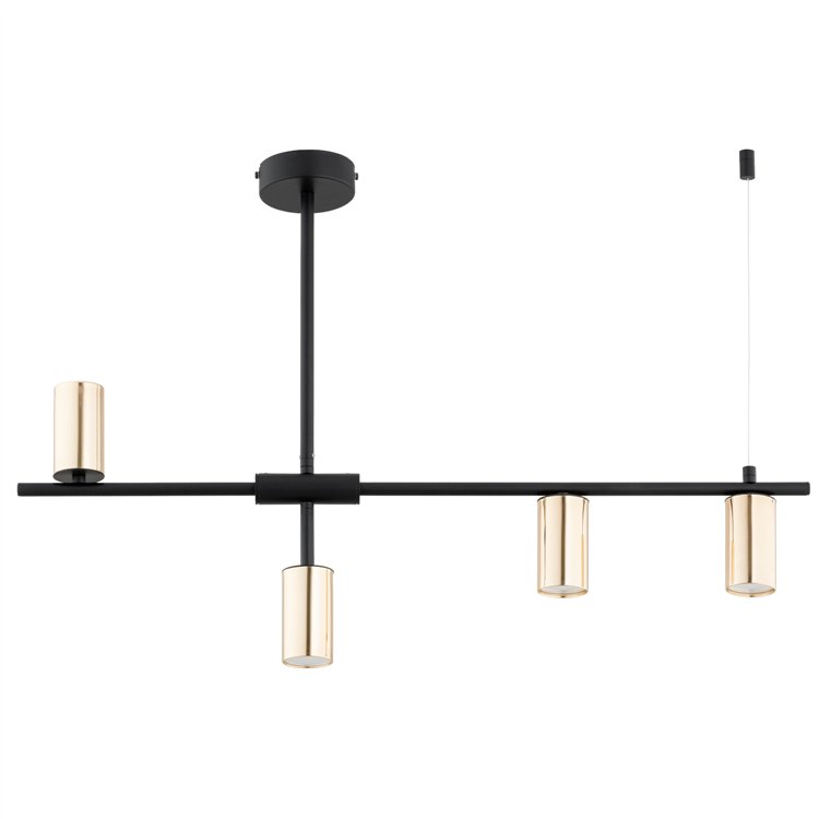 SAUR CZARNA & ZŁOTA 4xGU10 Alfa Lampa Sufitowa