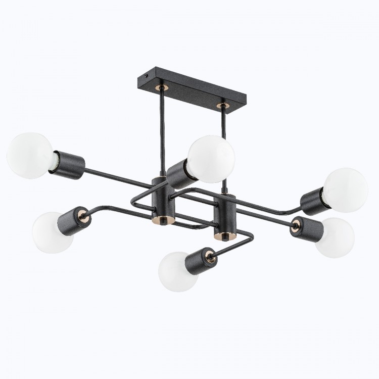 SEBA CZARNA 6xE27 Alfa Lampa Sufitowa 62185