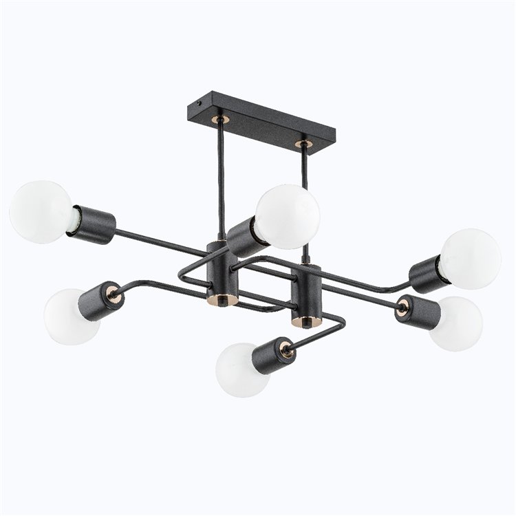 SEBA CZARNA 6xE27 Alfa Lampa Sufitowa