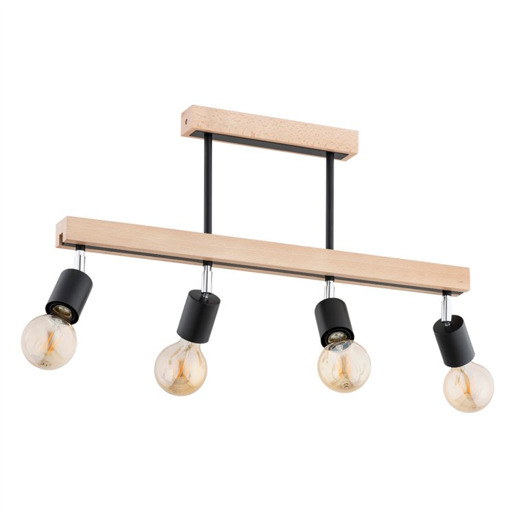 PILO DREWNIANA 4xE27 Alfa Lampa Sufitowa