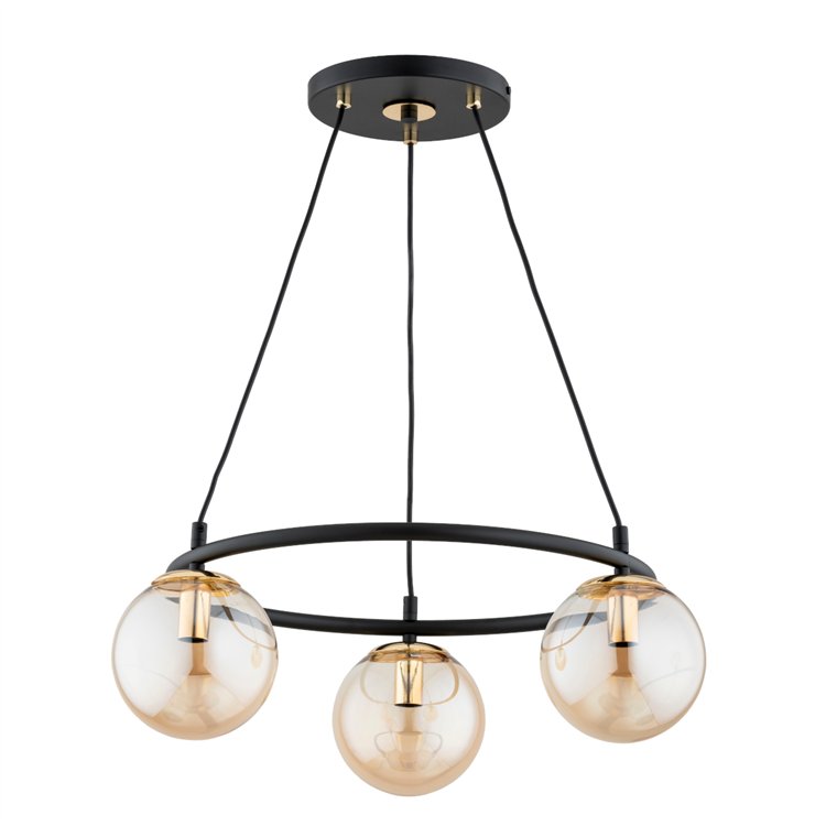 RINGO S3 CZARNA & ZŁOTA 3xE14 Alfa Lampa Wisząca