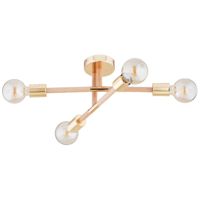 OTELLO DREWNIANA & ZŁOTA 4xE27 Alfa Lampa Sufitowa OTELLO DREWNIANA & ZŁOTA 4xE27 Alfa Lampa Sufitowa