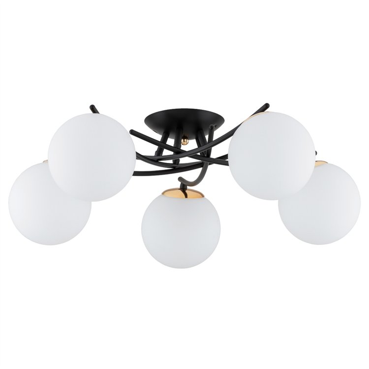 SAVI CZARNA & ZŁOTA 5xE14 Alfa Lampa Sufitowa