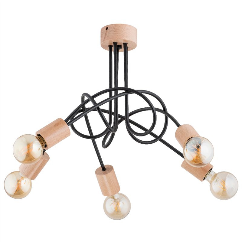 TANGO DREWNIANA 5xE27 Alfa Lampa Sufitowa TANGO DREWNIANA 5xE27 Alfa Lampa Sufitowa