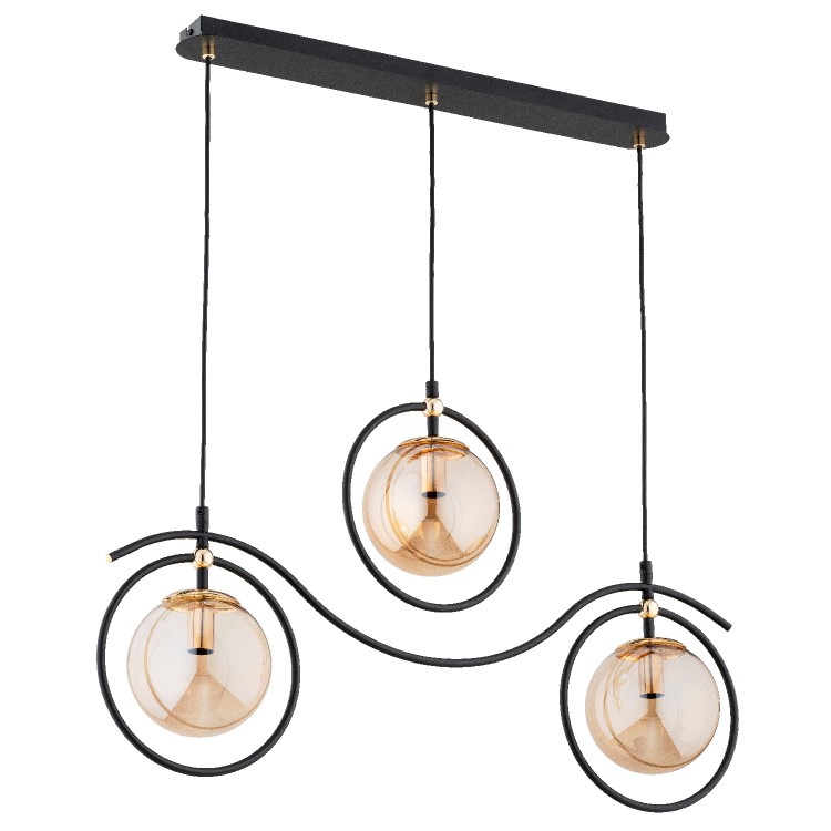 KIRA CZARNA & ZŁOTA 3xE14 Alfa Lampa Wisząca 62473