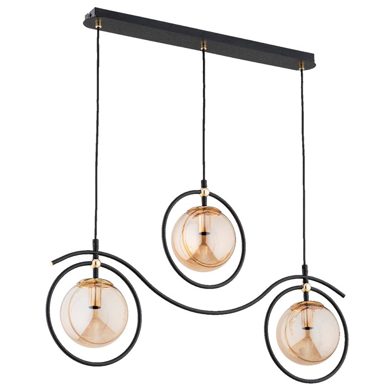 KIRA CZARNA & ZŁOTA 3xE14 Alfa Lampa Wisząca KIRA CZARNA & ZŁOTA 3xE14 Alfa Lampa Wisząca