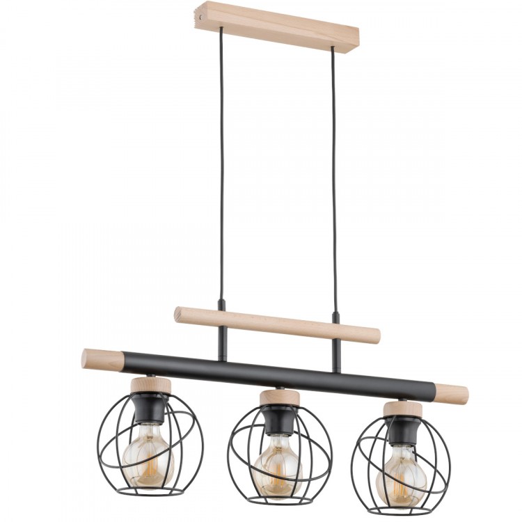 TRENDY BASKET DREWNIANA 3xE27 Alfa Lampa Wisząca 62234