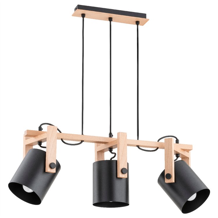 TROIS DREWNIANA 3xE27 Alfa Lampa Wisząca