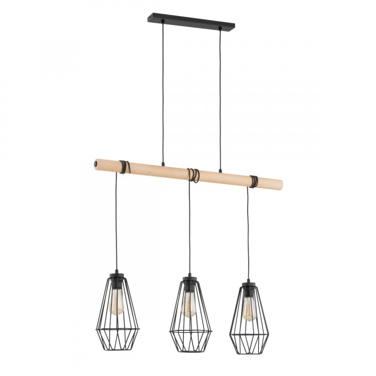REJA BASKET DREWNIANA 3xE27 Alfa Lampa Wisząca 62338