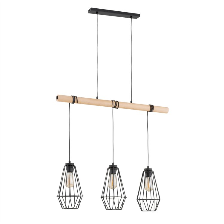 REJA BASKET DREWNIANA 3xE27 Alfa Lampa Wisząca