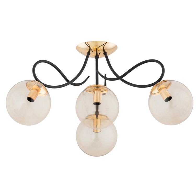 OXA ZŁOTA & CZARNA 4xE14 Alfa Lampa Sufitowa