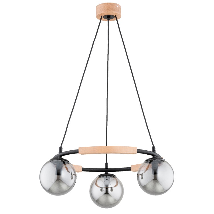 AKSJA DREWNIANA & CZARNA 3xE14 Alfa Lampa Wisząca 62491