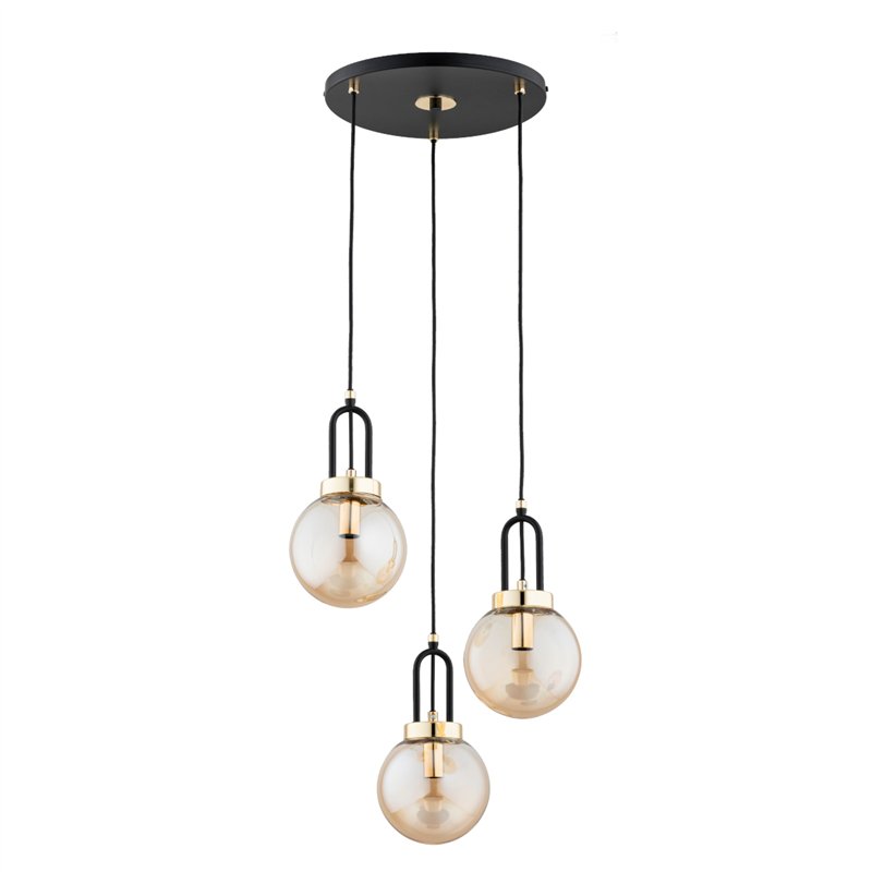 ATORI CZARNA & ZŁOTA 3xE14 Alfa Lampa Wisząca ATORI CZARNA & ZŁOTA 3xE14 Alfa Lampa Wisząca