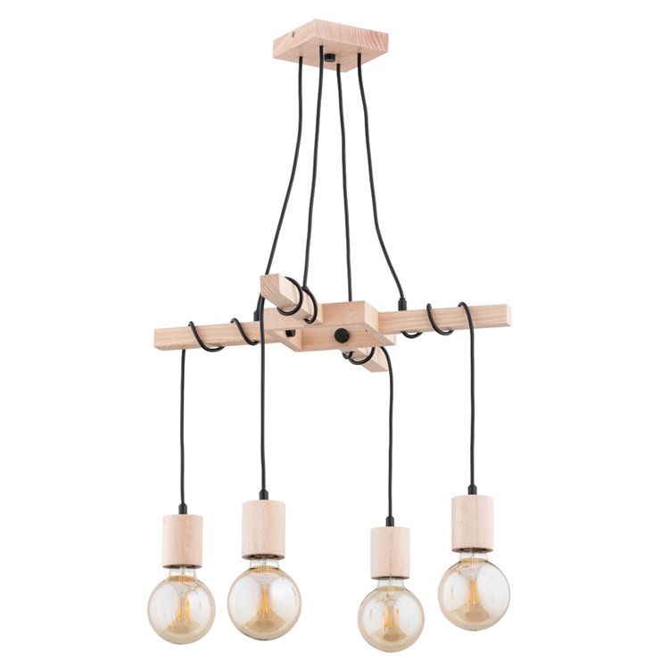 ANNER DREWNIANA 4xE27 Alfa Lampa Wisząca