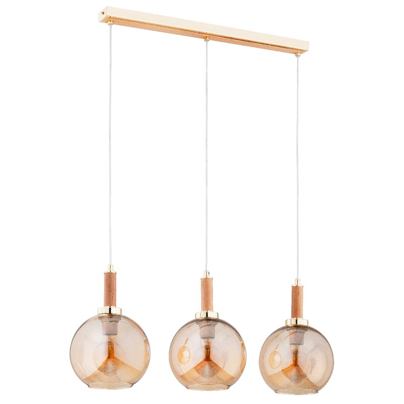 HETTY DREWNIANA & ZŁOTA 3xE27 Alfa Lampa Wisząca HETTY DREWNIANA & ZŁOTA 3xE27 Alfa Lampa Wisząca