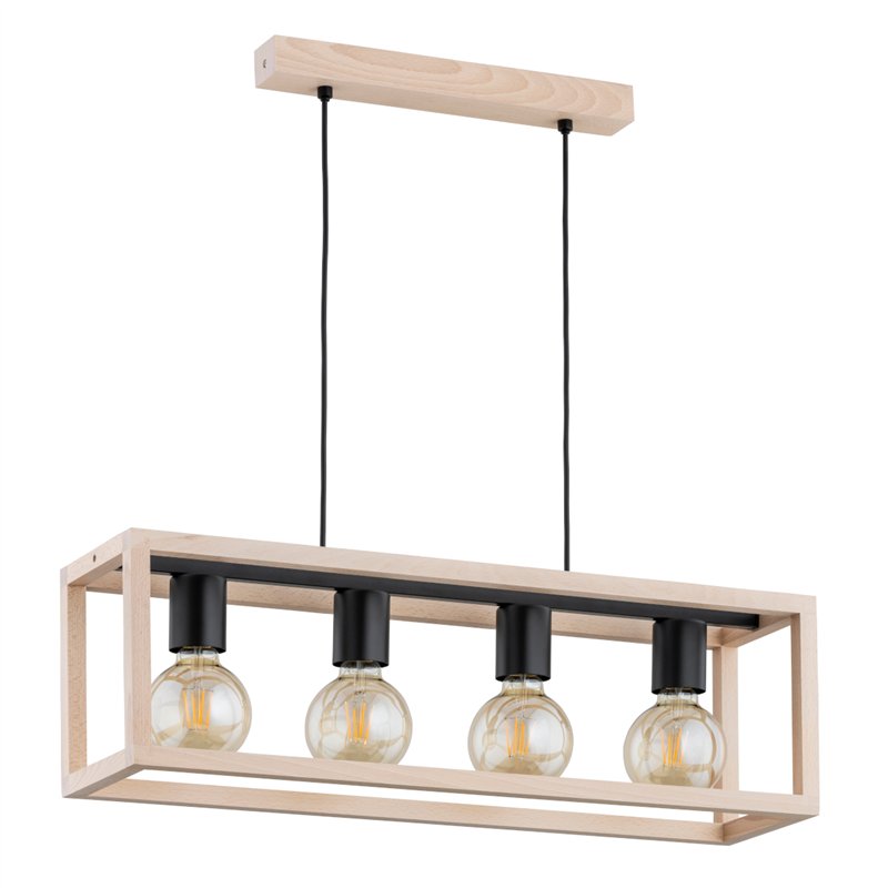 PAKO DREWNIANA 4xE27 Alfa Lampa Wisząca PAKO DREWNIANA 4xE27 Alfa Lampa Wisząca