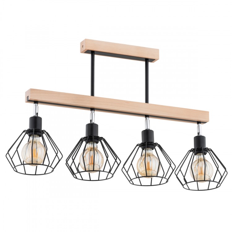 PILAR DREWNIANA 4xE27 Alfa Lampa Sufitowa 63223