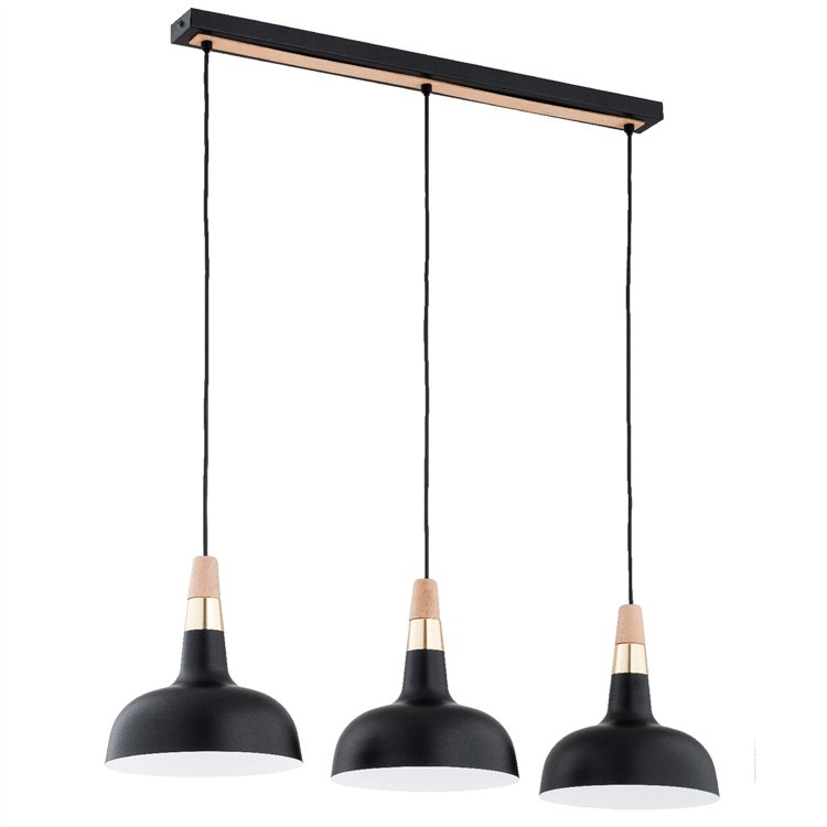 RODOS CZARNA & ZŁOTA 3xE27 Alfa Lampa Wisząca