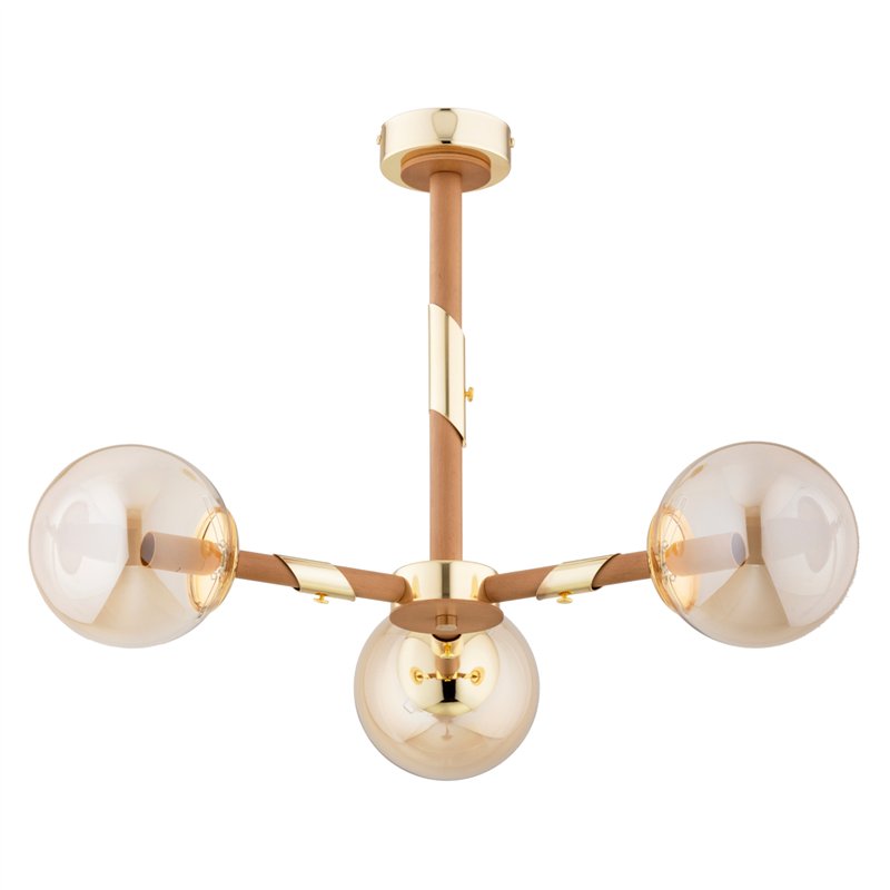 GELIA ZŁOTA & DREWNIANA 3xE14 Alfa Lampa Sufitowa GELIA ZŁOTA & DREWNIANA 3xE14 Alfa Lampa Sufitowa
