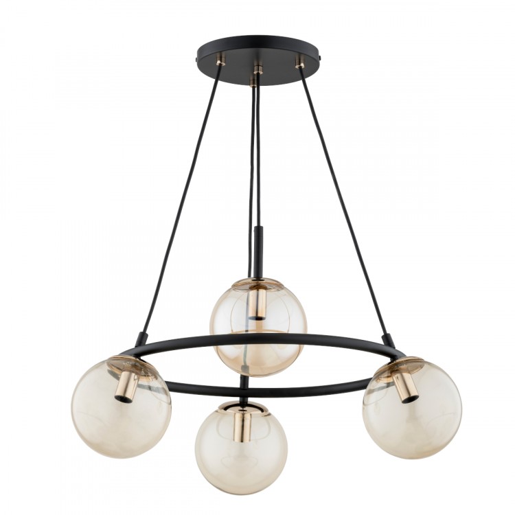 RINGO T4 CZARNA & ZŁOTA 4xE14 Alfa Lampa Wisząca 63245
