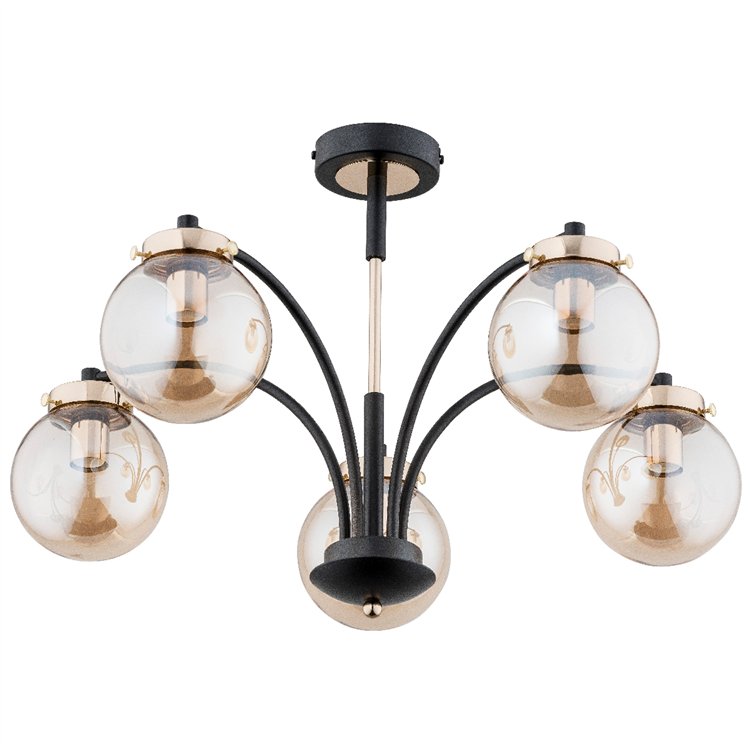 VIOLA CZARNO-ZŁOTA 5xE14 Alfa Lampa Sufitowa