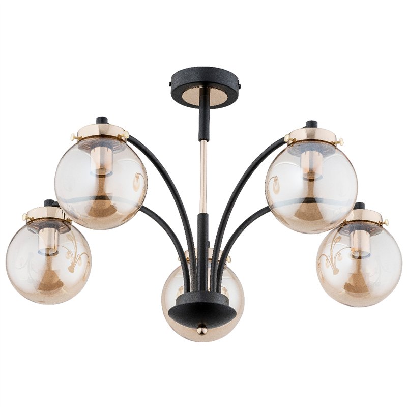VIOLA CZARNO-ZŁOTA 5xE14 Alfa Lampa Sufitowa VIOLA CZARNO-ZŁOTA 5xE14 Alfa Lampa Sufitowa