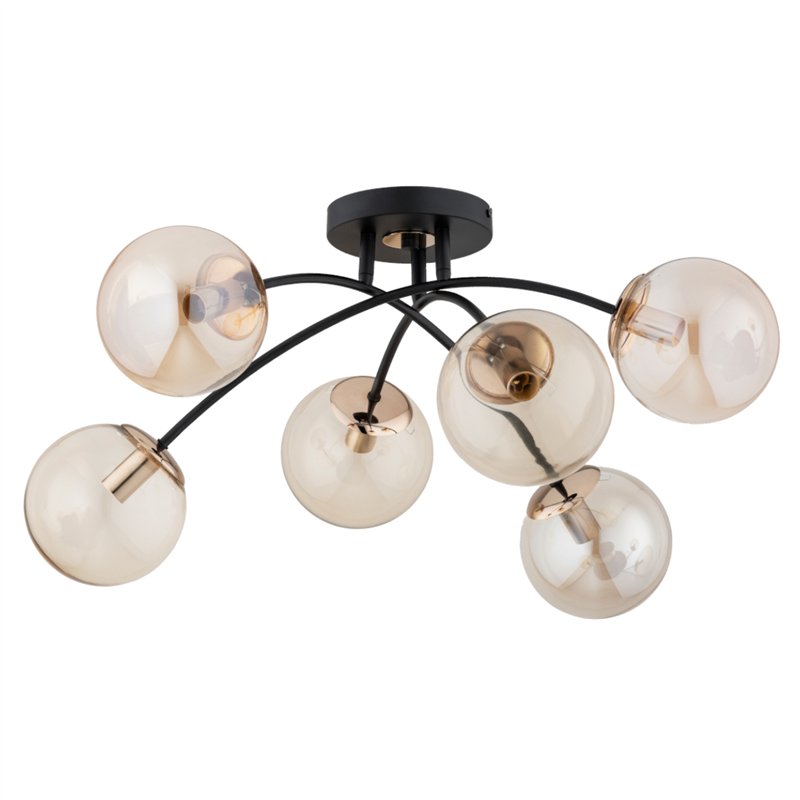 BLASKO CZARNA & ZŁOTA 6xE14 Alfa Lampa Sufitowa BLASKO CZARNA & ZŁOTA 6xE14 Alfa Lampa Sufitowa