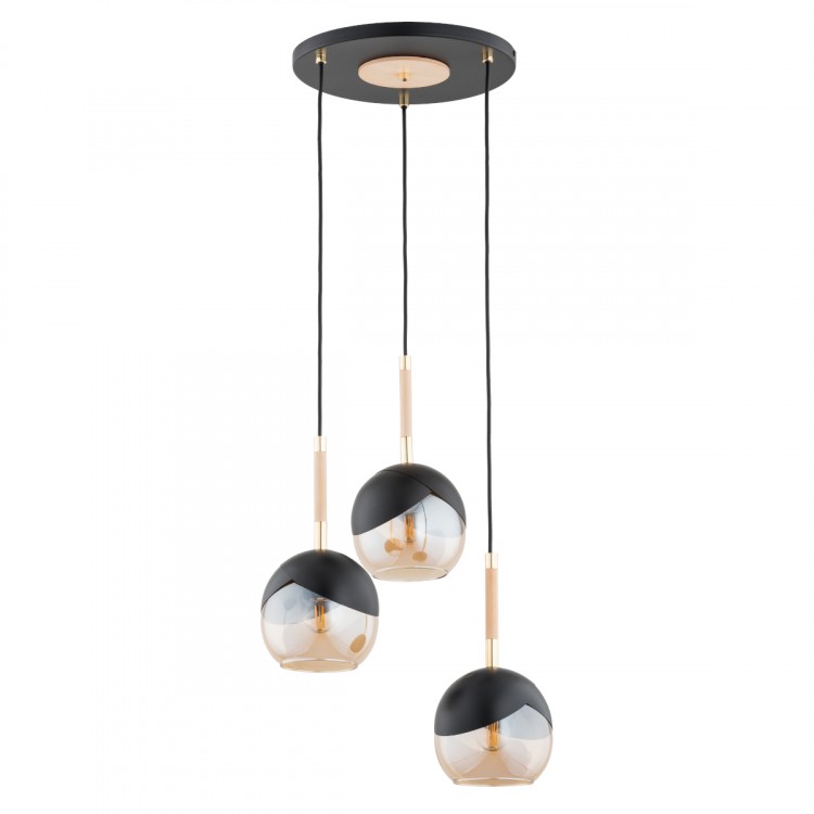 MILTONA CZARNA & ZŁOTA 3xE27 Alfa Lampa Wisząca 62418