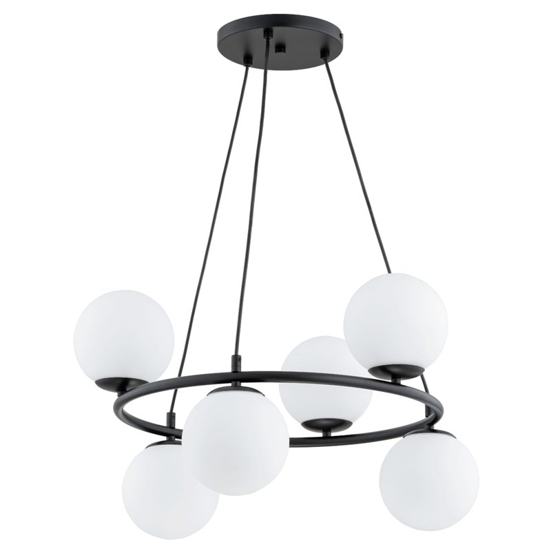 RINGO R6 CZARNA & BIAŁA 6xE14 Alfa Lampa Wisząca RINGO R6 CZARNA & BIAŁA 6xE14 Alfa Lampa Wisząca