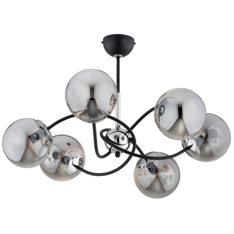 AURORA CZARNA & CHROM 6xE14 Alfa Lampa Sufitowa 63297