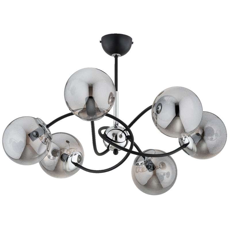 AURORA CZARNA & CHROM 6xE14 Alfa Lampa Sufitowa AURORA CZARNA & CHROM 6xE14 Alfa Lampa Sufitowa