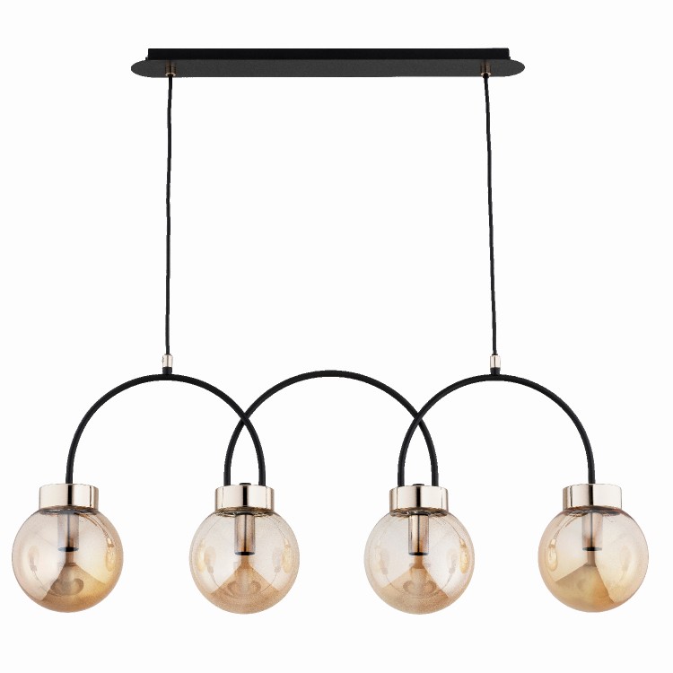 DARSO CZARNA & ZŁOTA 4xE14 Alfa Lampa Wisząca 63294