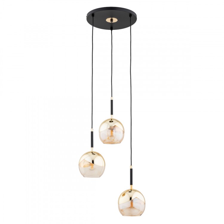 PRADA ZŁOTA & CZARNA 3xE27 Alfa Lampa Wisząca 62452