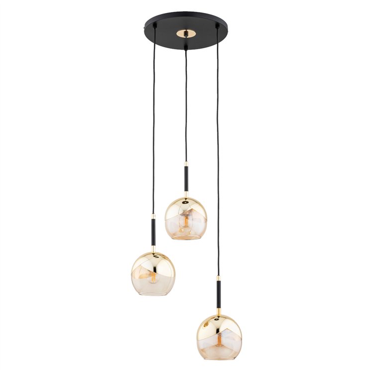 PRADA ZŁOTA & CZARNA 3xE27 Alfa Lampa Wisząca