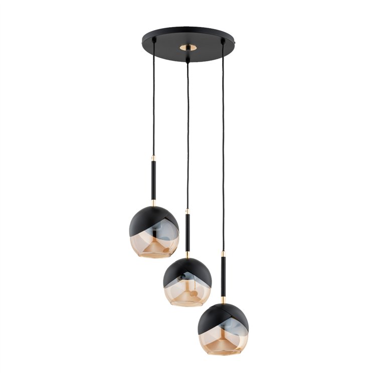PRADA CZARNA & ZŁOTA 3xE27 Alfa Lampa Wisząca