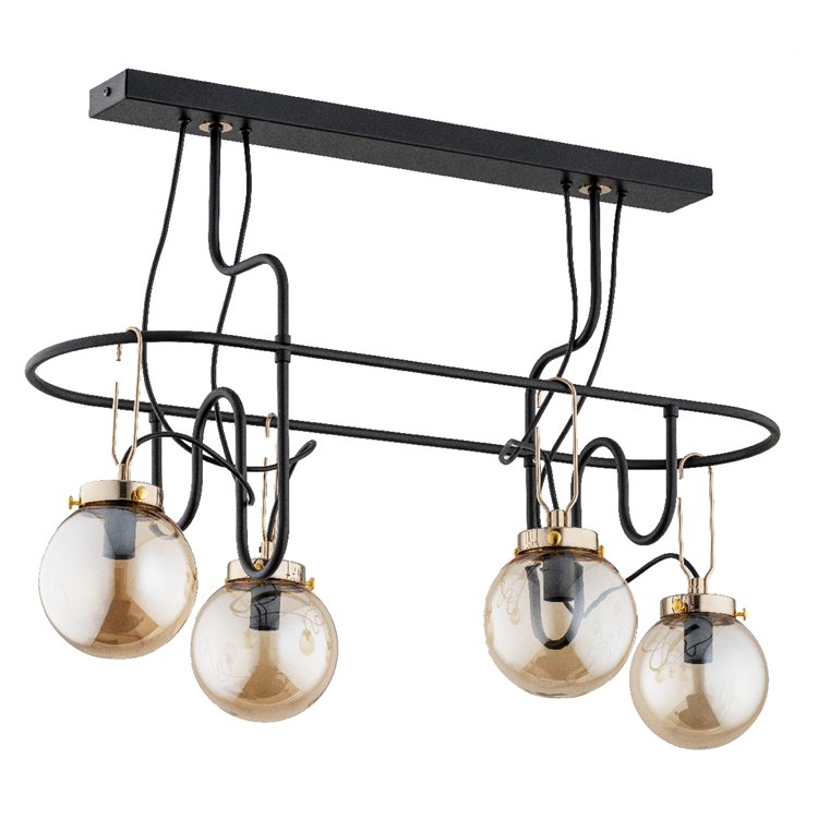 VENTIS CZARNA 4xE14 Alfa Lampa Sufitowa