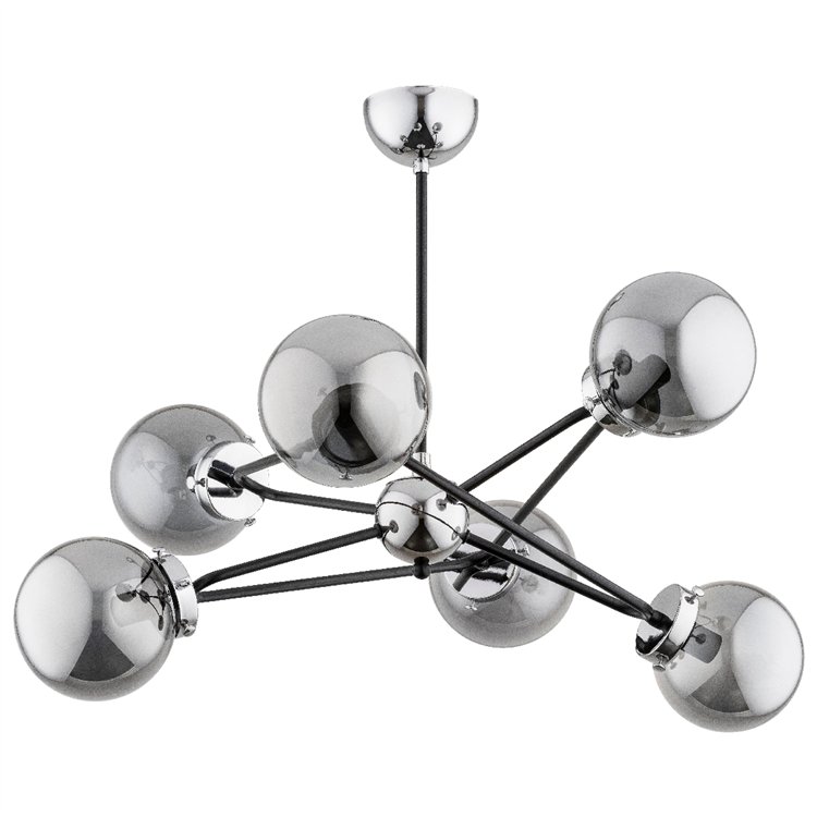 RESTO CZARNA & CHROM 6xE14 Alfa Lampa Sufitowa