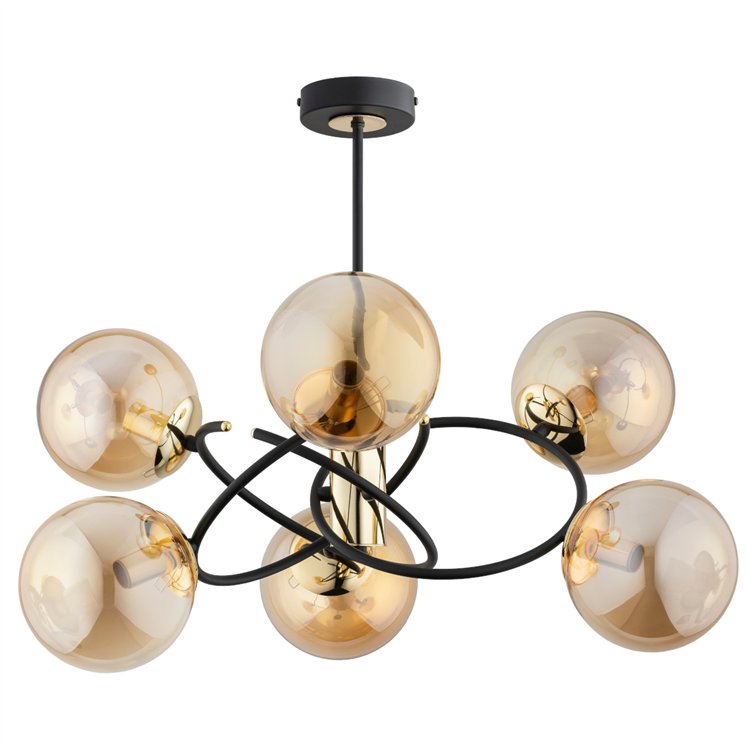ORBITA MIX CZARNO-ZŁOTA 6xE14 Alfa Lampa Sufitowa