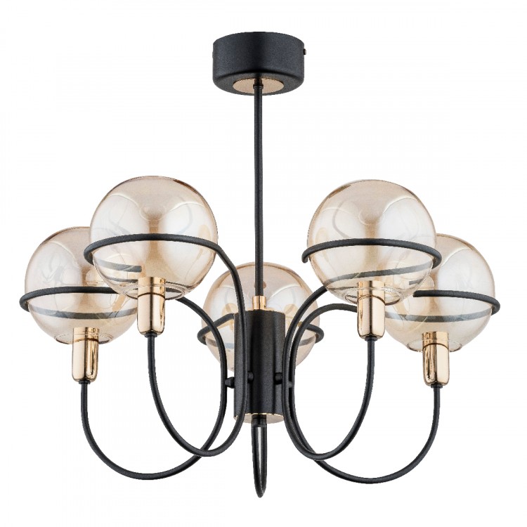 PETRA CZARNO-ZŁOTA 5xE14 Alfa Lampa Sufitowa 62157