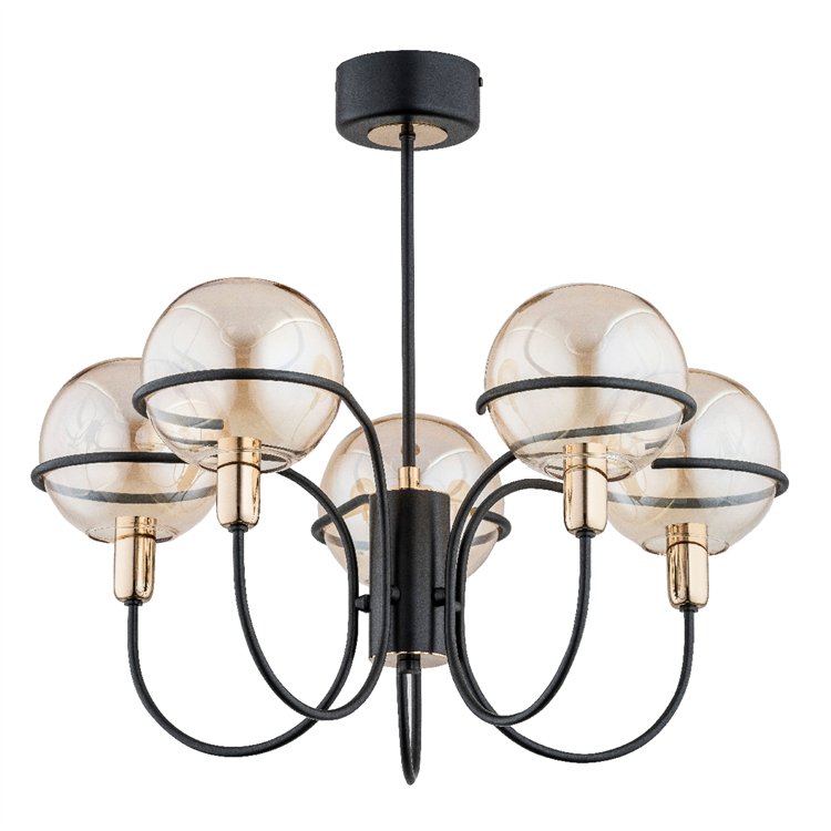 PETRA CZARNO-ZŁOTA 5xE14 Alfa Lampa Sufitowa