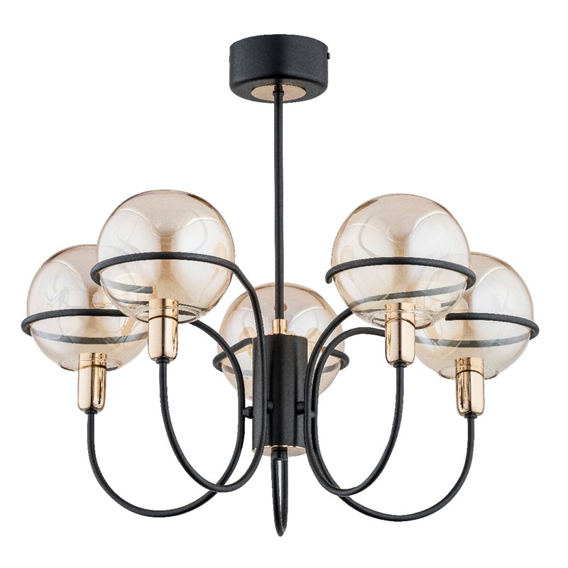 PETRA CZARNO-ZŁOTA 5xE14 Alfa Lampa Sufitowa PETRA CZARNO-ZŁOTA 5xE14 Alfa Lampa Sufitowa