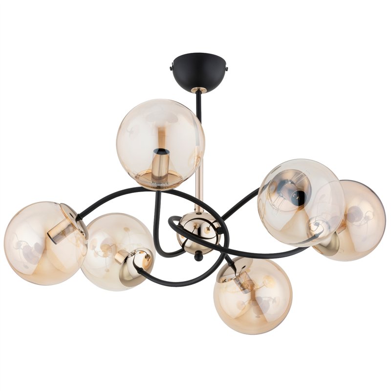 AURORA ZŁOTA & CZARNA 6xE14 Alfa Lampa Sufitowa AURORA ZŁOTA & CZARNA 6xE14 Alfa Lampa Sufitowa