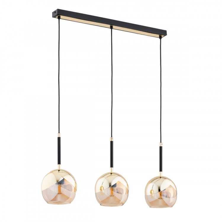 PRADA ZŁOTA & CZARNA 3xE27 Alfa Lampa Wisząca 62404