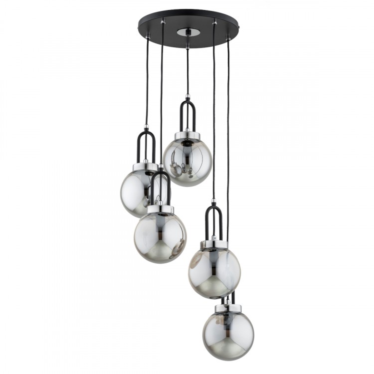 ATORI CZARNA & CHROM 5xE14 Alfa Lampa Wisząca 63247